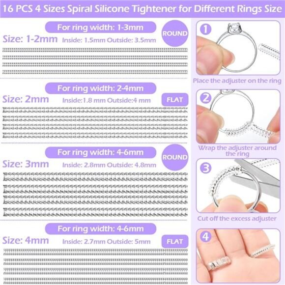114 Pcs Ring Sizer Adjuster for Loose Rings with Ring Size Measuring Tool - Picture 3 of 8